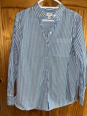 J. Crew Blue & White Vertical Stripe Button-Down Shirt